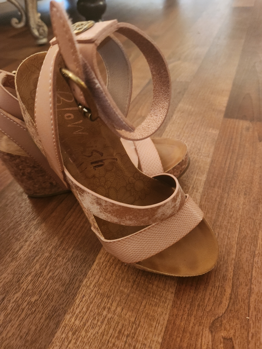 Blowfish Blush Pink Cork Wedge Sandals